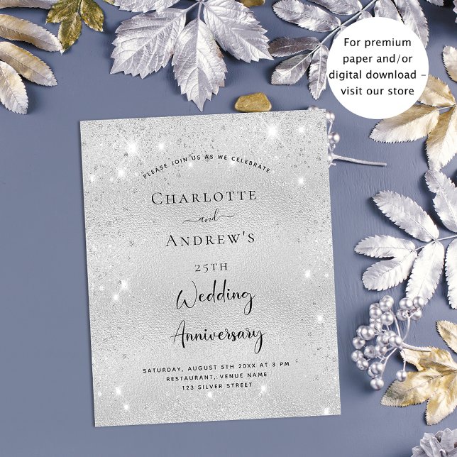 Budget 25th silver wedding anniversary glitter (Creator Uploaded)