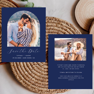 Budget 2-Photo Arch Navy Blue Save the Date