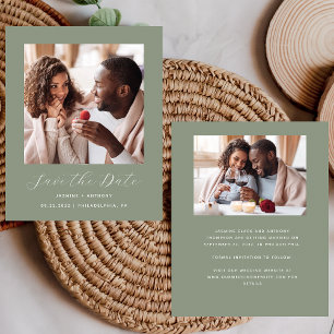 Budget 2-Photo Minimal Sage Green Save the Date