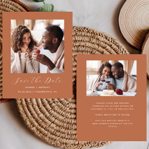 Budget 2-Photo Minimal Terracotta Save the Date