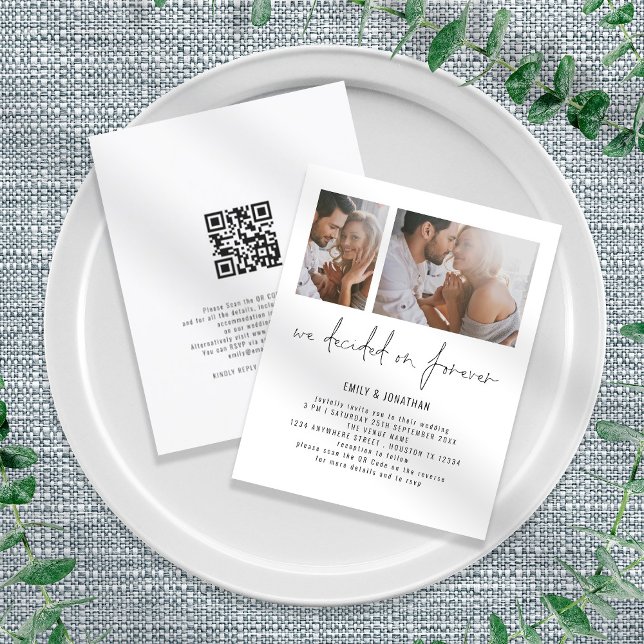 Budget 2 Photo QR Code Romantic Wedding Invite (Creator Uploaded)
