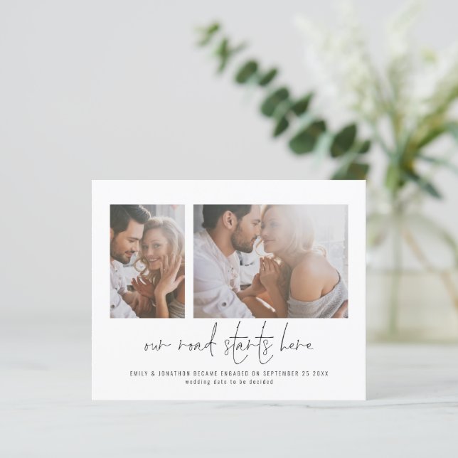 Budget 2 Photo Road Start Here Engagement Announce (Standing Front)