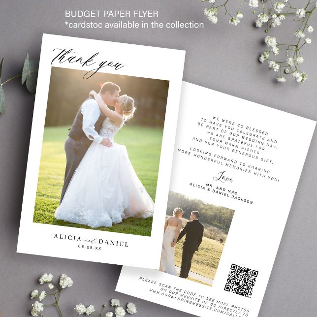 Budget 2 photo script QR code wedding thank you Flyer (Creator Uploaded)