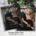 Budget 2 photos elegant script wedding invitation flyer<br><div class="desc">Elegant trendy BUDGET photo wedding invitation PAPER FLYER with "the wedding of" white text and black overlay featuring a chic calligraphy script. Personalise it with your 2 photos and text. This timeless wedding invite is suitable for modern style formal wedding ceremonies and receptions. PLEASE READ THIS BEFORE PURCHASING! This is...</div>
