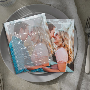 Budget 2 photos modern overlay wedding invitation