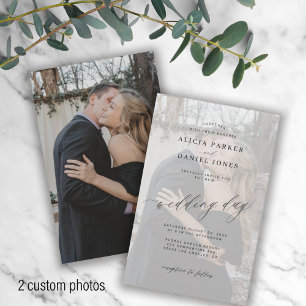 Budget 2 photos modern overlay wedding invitation