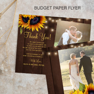 Budget 2 photos rustic wedding thank you card