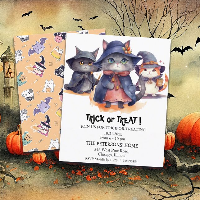 Budget 3 Little Witches Trick or Treat Invitation (Creator Uploaded)