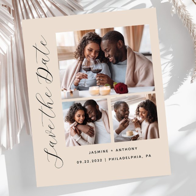 Budget 3-Photo Beige Save the Date (Creator Uploaded)