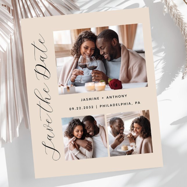 Budget 3-Photo Beige Save the Date (Creator Uploaded)