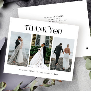 Budget 3 photo collage modern wedding thank you