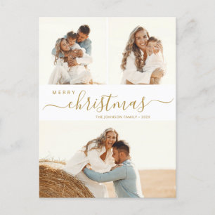 Budget 3 Photo Collage Script Christmas Holiday Postcard