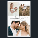 Budget 3 Photo Collage Wedding Thank You Card<br><div class="desc">Budget, Elegant, Modern, Wedding 3 Photo Collage Thank You Script personalised affordable low budget THIN card. Minimalist wedding thank you card template featuring (3) three photo on the front and one photo on the back side. ***PLEASE NOTE! *** BUDGET PAPER/FLYER IS THIN. *** UPGRADE THE PAPER FOR A THICKER PAPER....</div>