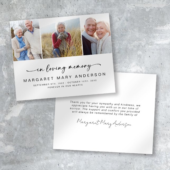 BUDGET 3 Photos Funeral Sympathy Thank You Card (Creator Uploaded)