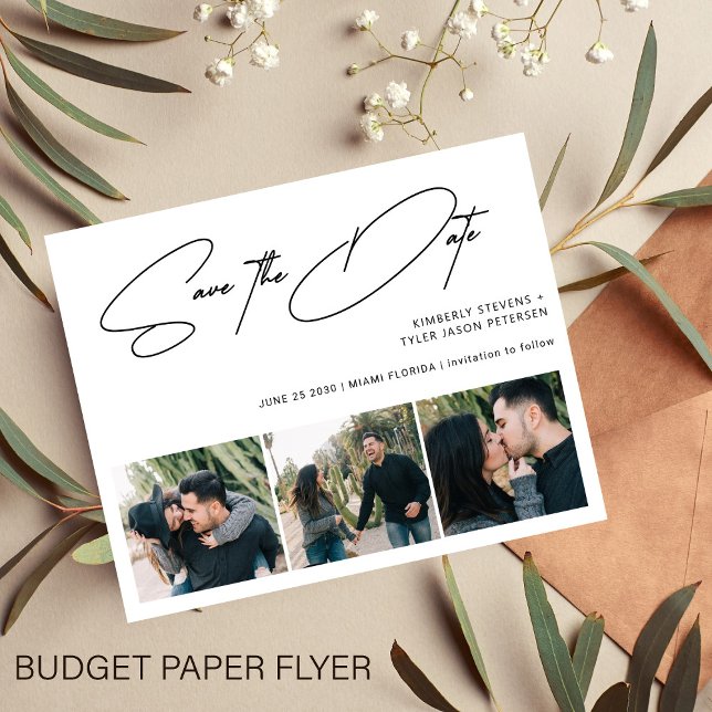 Budget 3 photos modern wedding save the date flyer (Creator Uploaded)