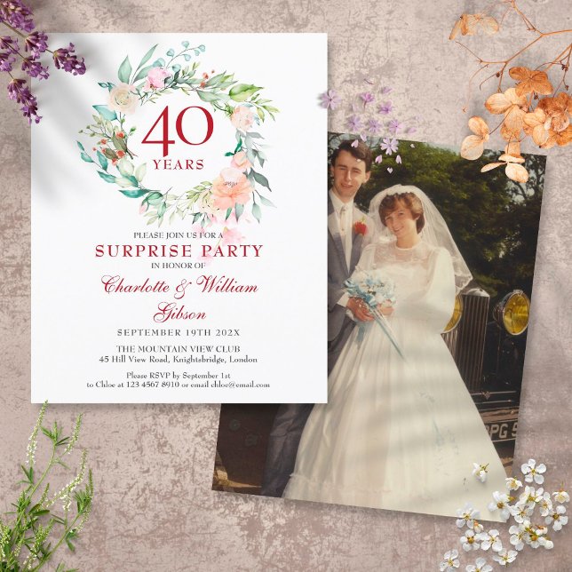 Budget 40 Anniversary Surprise Party Photo Invite (Creator Uploaded)