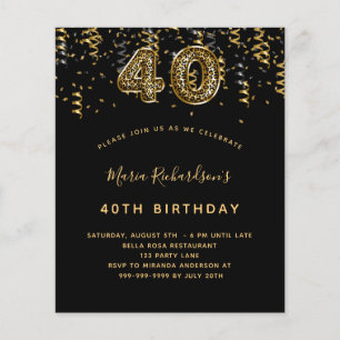 Budget 40th birthday black gold leopard party
