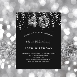 Budget 40th birthday black silver leopard party