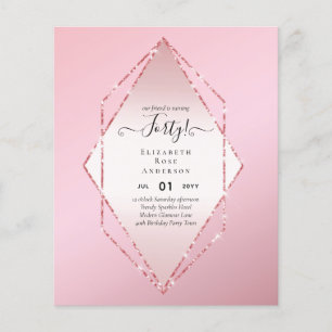 Budget 40th Birthday Glitter Foil Pink Girly Flyer