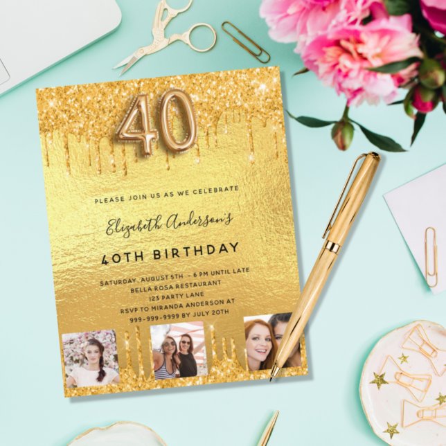 Budget 40th Birthday gold glitter drips photo (Creator Uploaded)