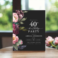 Budget 40th Birthday Moody Floral Invitation