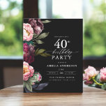 Budget 40th Birthday Moody Floral Invitation Flyer<br><div class="desc">Celebrate your milestone with a modern moody 40th birthday invitation featuring rich burgundy and blush florals. This elegant design blends deep, dramatic tones with soft, romantic accents, perfect for setting a sophisticated yet inviting atmosphere. The striking floral arrangement adds a touch of luxury, while the contemporary layout keeps it stylish...</div>