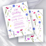 BUDGET 40th Birthday Party Wildflower Invitation<br><div class="desc">Colourful spring wildflowers surround your birthday party details. Modern,  trendy and feminine.</div>