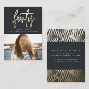 budget 40th birthday simple stylish elegant script card