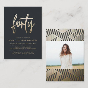 budget 40th birthday simple stylish elegant script card