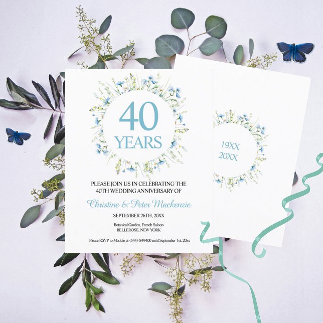 Budget 40th Wedding Blue Wildflowers Anniversary (Creator Uploaded)