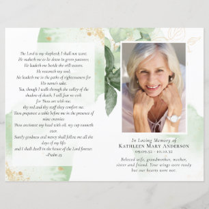Budget 4-page Greenery Funeral Program