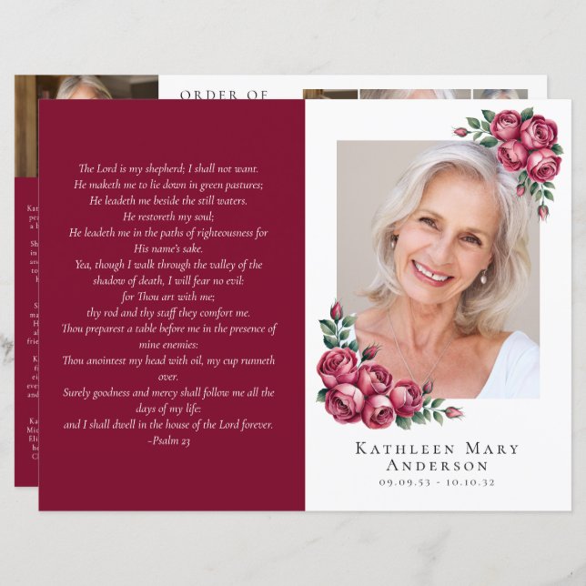Budget 4-page Minimalist Funeral Program (Front/Back)