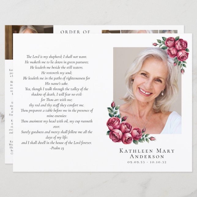 Budget 4-page Minimalist Funeral Program (Front/Back)