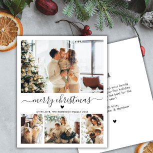Budget 4 Photo Collage Heart Script Christmas Card