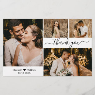 Budget 4 Photo Collage Wedding Thank You Script Flyer