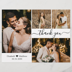 Budget 4 Photo Collage Wedding Thank You Script Flyer