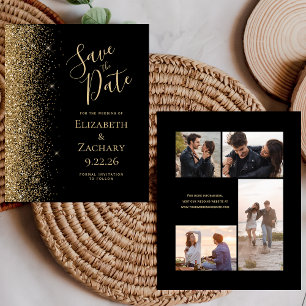 Budget 4 Photo Gold Glitter Black Save the Date