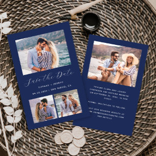 Budget 4-Photo Navy Blue Save the Date