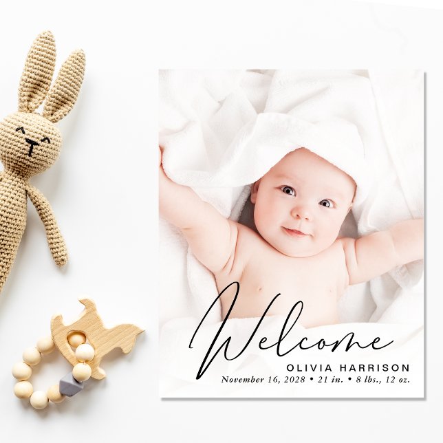 Budget 4 Photo Script Birth Announcement (A heartfelt and personalized way to introduce your bundle of joy to the world.)