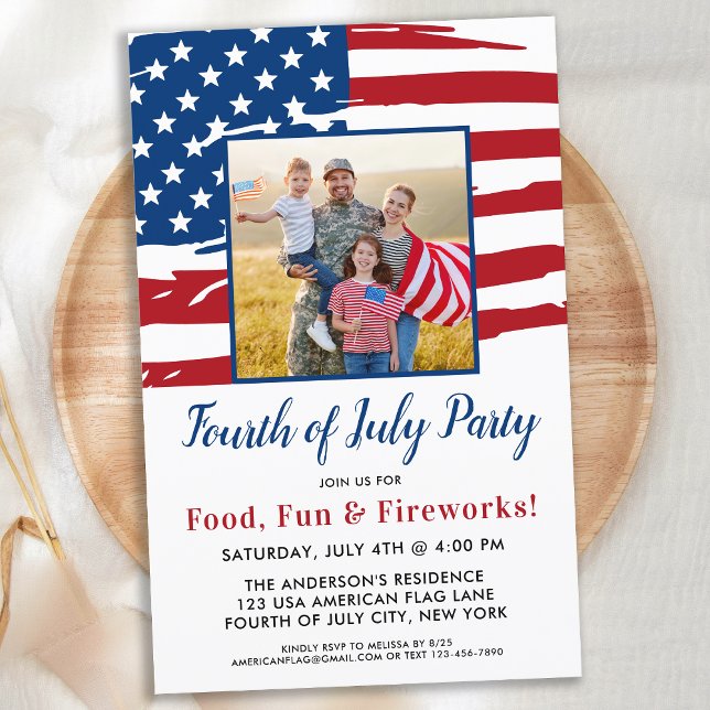 Budget 4th Of July Party Family Photo Invitation  (Creator Uploaded)
