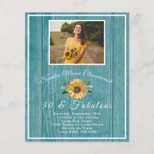Budget 50 and Fabulous   Sunflower Blue Birthday