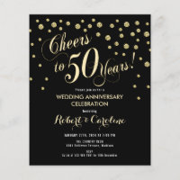 Budget 50th Anniversary Invitation - Black & Gol