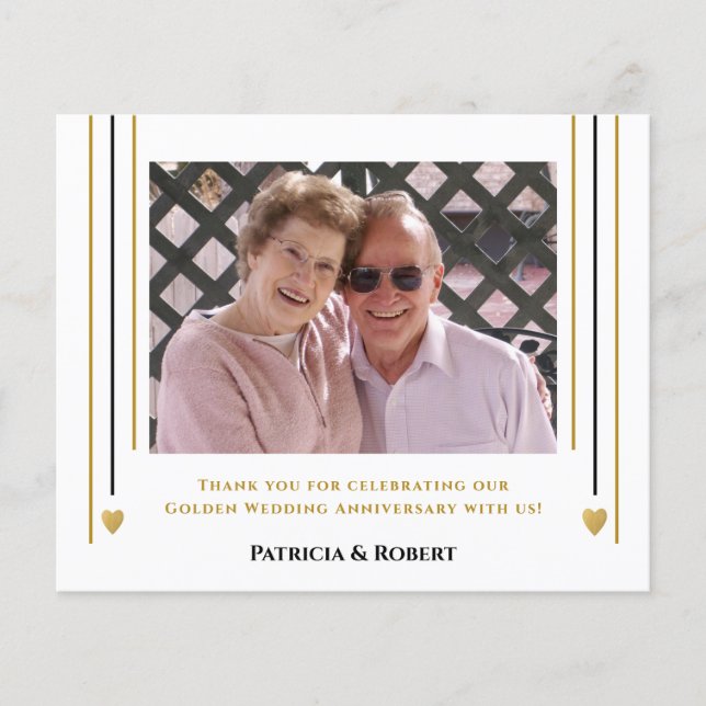 Budget 50th Anniversary Photo Thank You Card (Front)