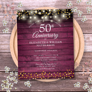 Budget 50th Anniversary Rustic Gold Hearts Invite