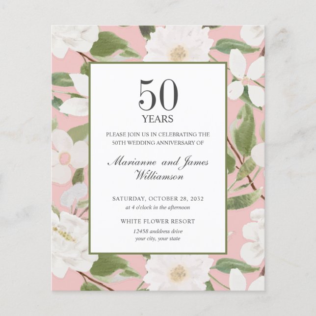 Budget 50th Anniversary White Flowers pink (Front)