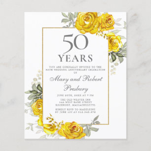 Budget 50th Anniversary Yellow Floral Invitation