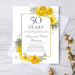 Budget 50th Anniversary Yellow Floral Invitation<br><div class="desc">Elegant 50th wedding anniversary invitation template features a gold frame and two arrangements of yellow roses. All of text is editable.</div>