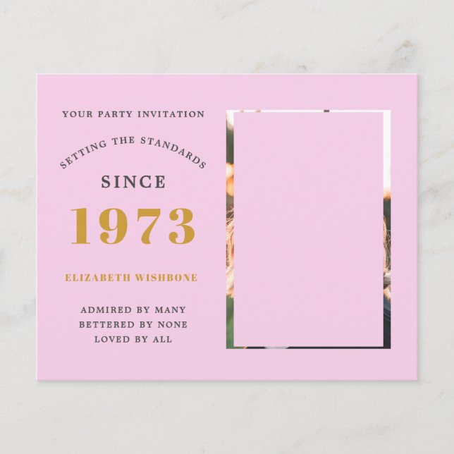 Budget 50th Birthday Invitation 1973 Name Photo Flyer (Front)