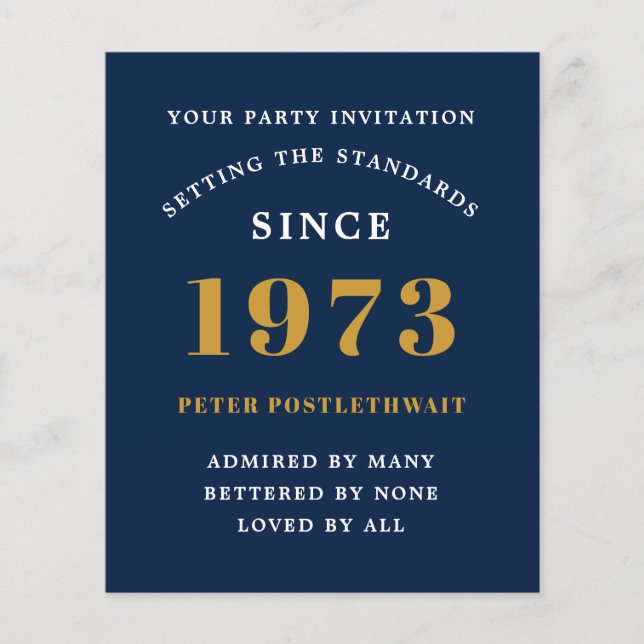 Budget 50th Birthday Invitation Black Gold 1973 Flyer (Front)