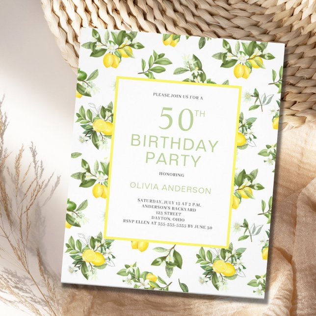 Budget 50th Birthday Lemon Citrus Invitation Flyer (Creator Uploaded)